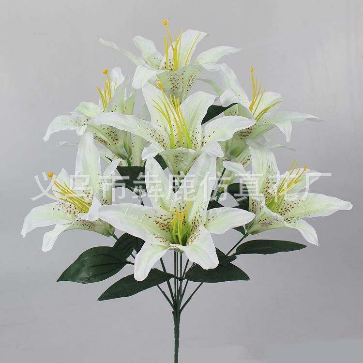 Lilien Tigerorchidee Künstlicher Seidenblumenstrauß für Heimdeko & Hochzeitsbogen-Arrangements Large creme/weiß
