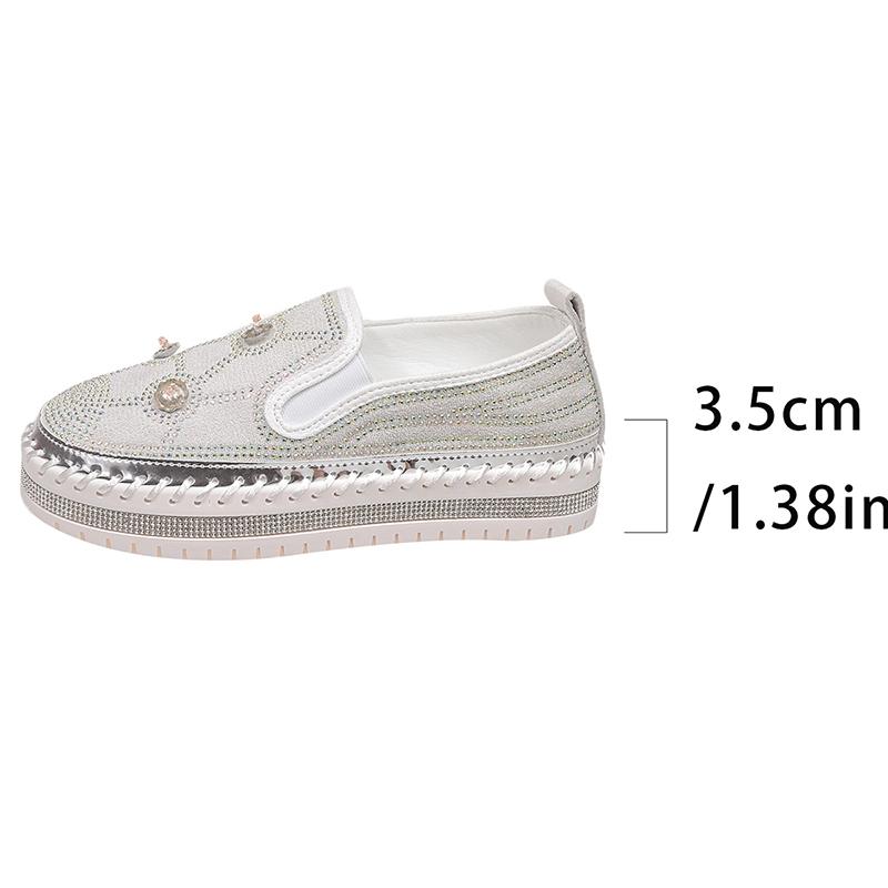 Fashion Large Shiny Crystal Decor Casual Shoes Woman Plus Size Thick Sole Non Slip Flats Mujer Women's Light Comfort Platform Loafers