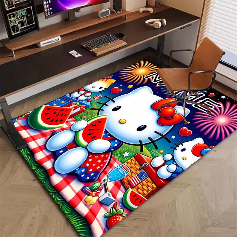 Custom HelloKitty Mat Personalized Name, Polyester Washable Indoor Entryway Rug, Gift for Christmas, Easter, Thanksgiving Day