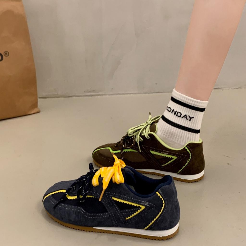 Färgmatchande snörskor med dold platå för moralträning sport- och fritidsskor brädskor dam hösten 2025 nya halkfria sulor Forre