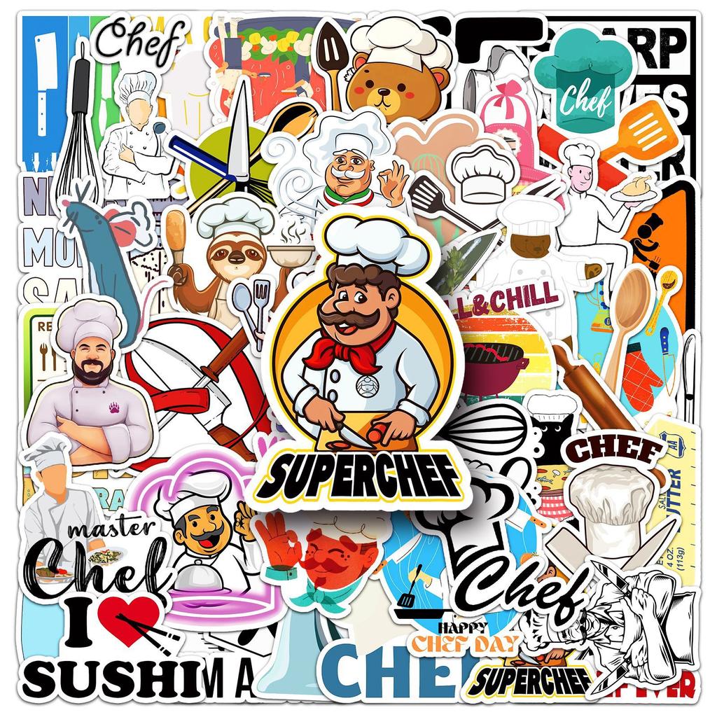 50 Chef Profession Graffiti Stickers Personalized Creative English Decorative Water Cup Suitcase Skateboard Stickers