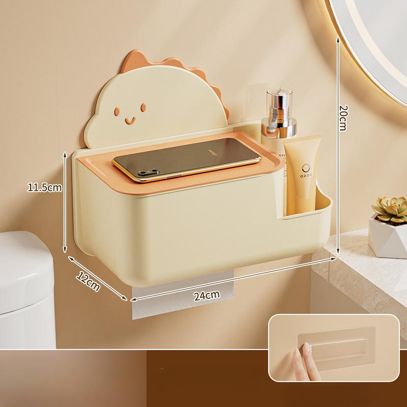 Tissue Box Wall-mounted Toilet Tissue Box Without Perforation Kitchen and Living Room Tissue Storage Box
