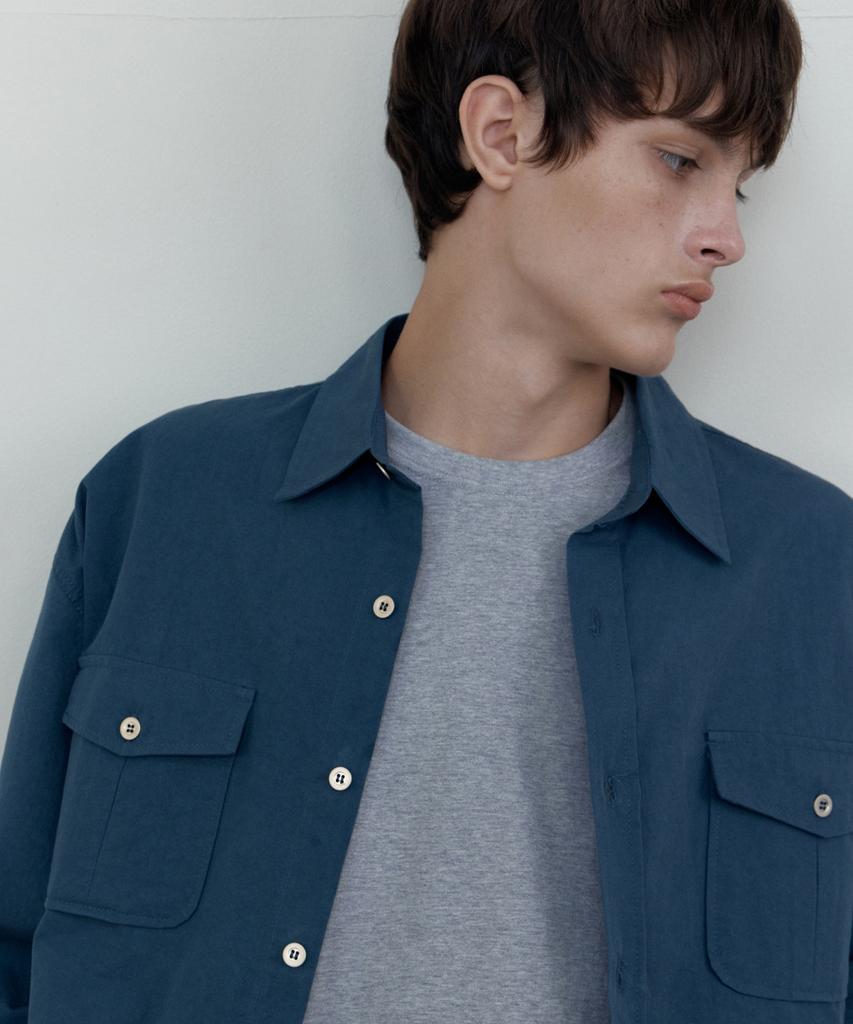 WEDNESDAY OASIS Work Cotton Shirt_Deep Blue(Wb6Sh13)