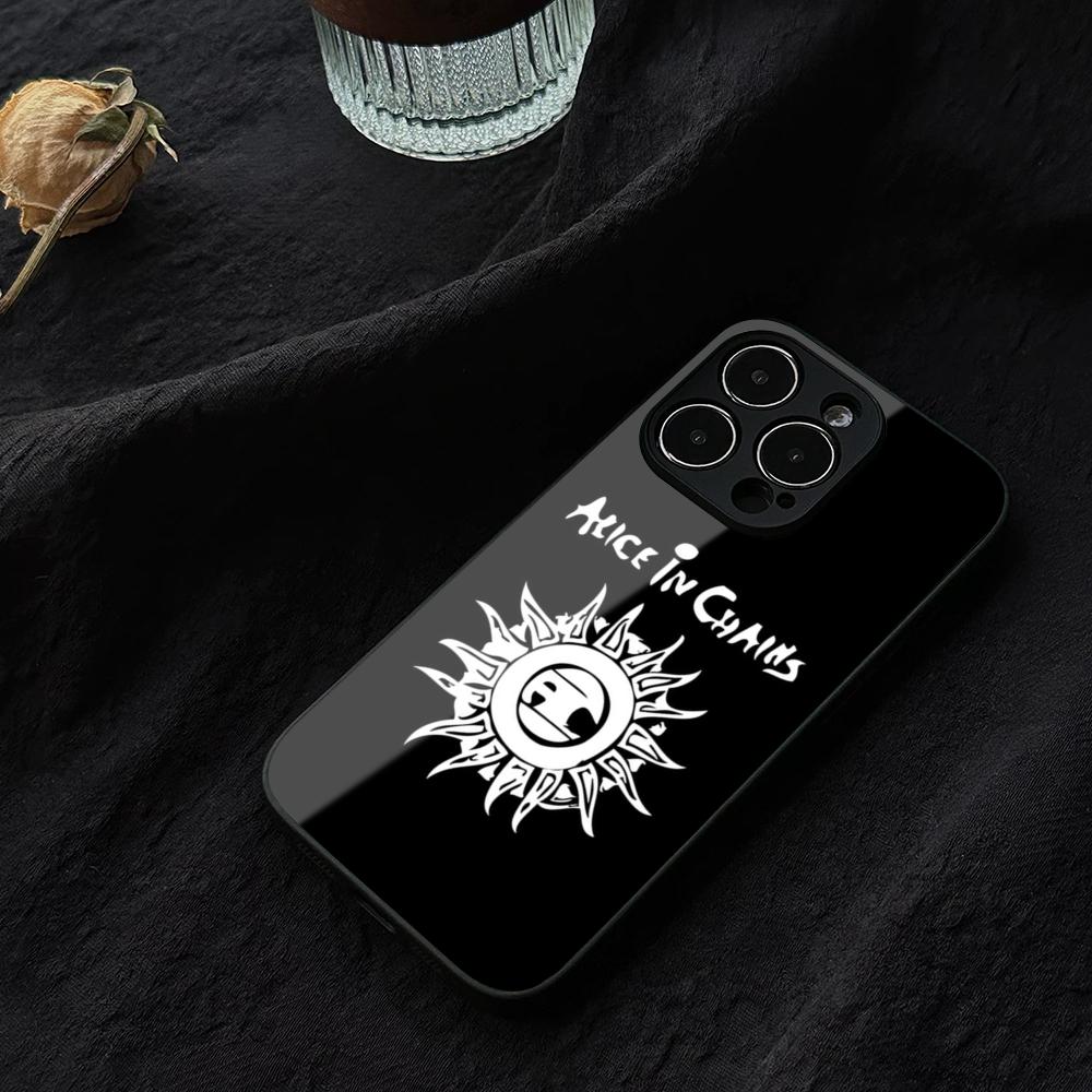 Retro Musik Alice In Chains Handyhülle Gehärtetes Glas Für IPhone 16 17 13 14 12 15 11 Pro Max Plus Mini XR SE2020 Hülle