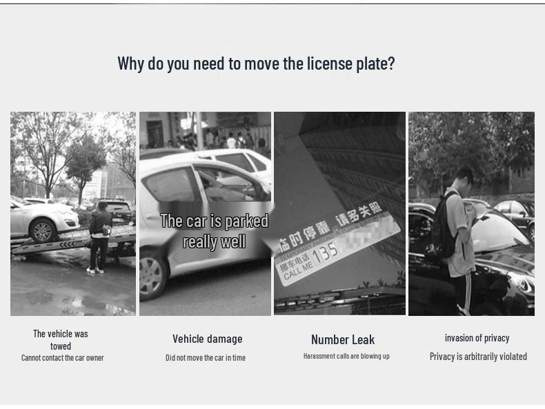 Solar-Powered Temporary Car Parking Number Plate with Hidden Phone Number