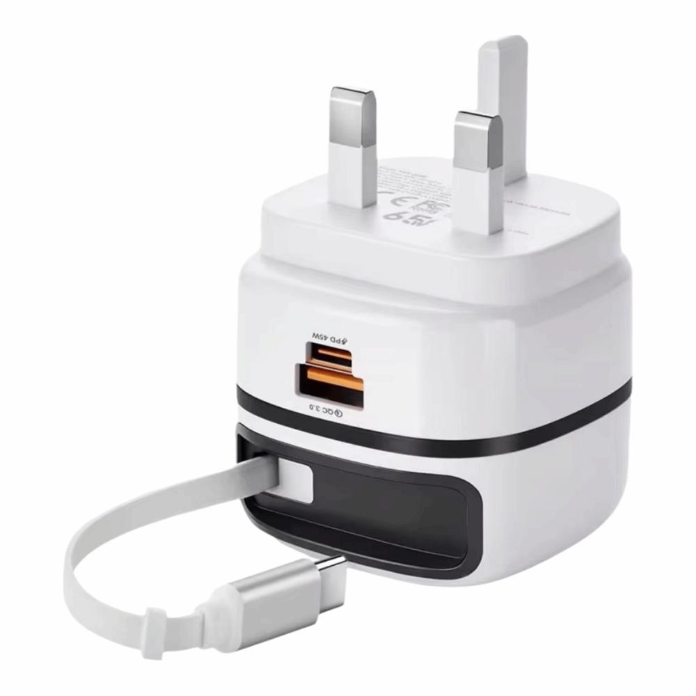 EU UK US Plug 65W Fast Charger Foldable Foot Universal Travel Adapter Universal USB-C Devices