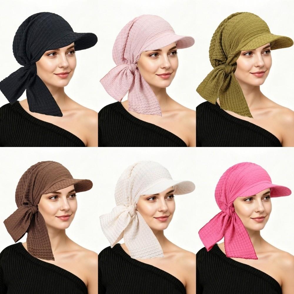 Sun Protection Turban Hat Curved Brim Sunshade Hat Casual Fabric Headscarf Outdoor