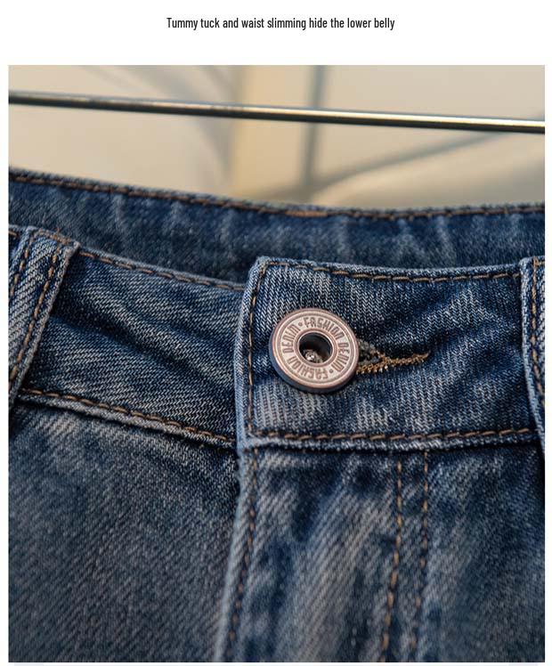 Women's High Waist Petite Dad Jeans - Spring/Autumn 2025 Collection, Slimming Draping Straight Leg.