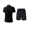 Li Ning Logo Aufdruck Einfarbige Einfache Mode Atmungsaktiv Schnelltrocknend Bequem Vielseitiges Kurzarm-Polohemd Lässiges Sportset YPLV047-3+YKST119-1