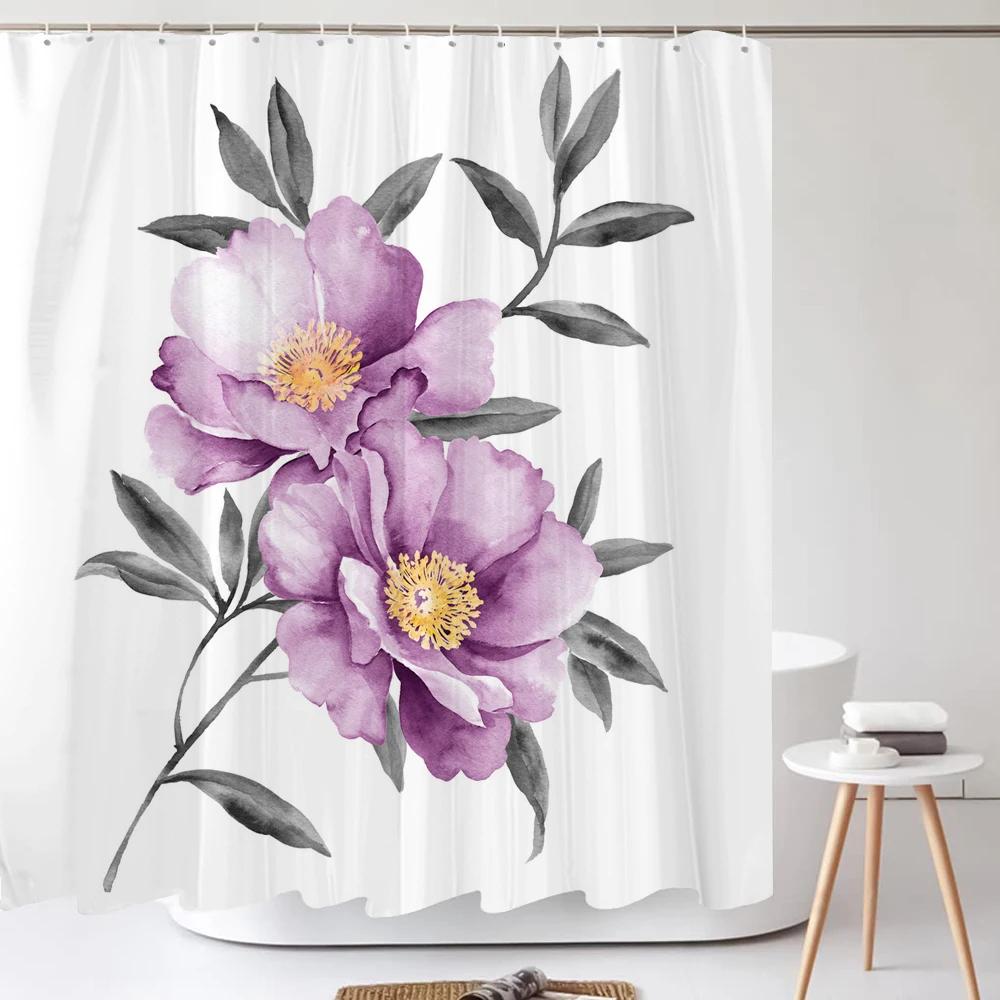 Shower Curtain Nordic Style Fresh Plant Flower Leaf 3D Printing Shower Curtains Polyester Waterproof Home Decor Curtain 180x180