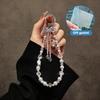 Y2K Trendy Sweet Beaded Phone Lanyard Ins Style Bow Beads Cellphone Charm Anti Lost Wristband Mobile Phone Chain Camera Pendant
