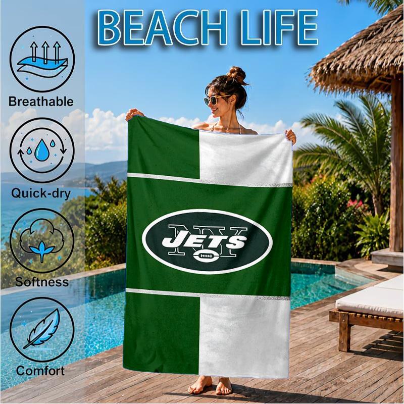 Jets Football Beach Towel, Microfiber Beach Towel, Perfect For Pool, Beach, Travel, Home Decor Beach Party Fan gifts