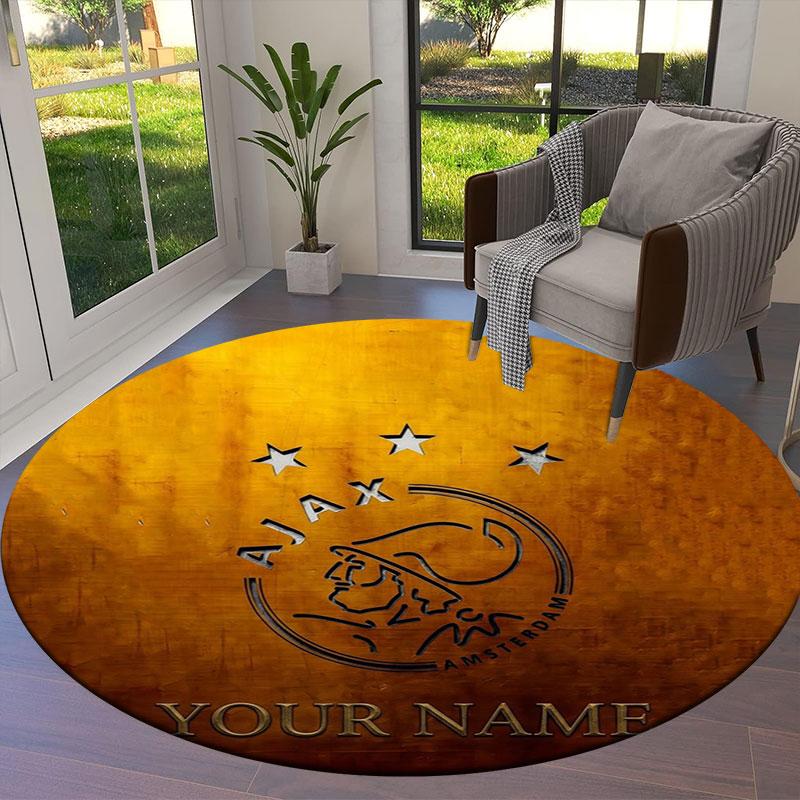 AFC Ajax Custom Name Round Area Rug,Carpet Rug for Living Room Bedroom Sofa Playroom Decor,Non-slip Floor Mat