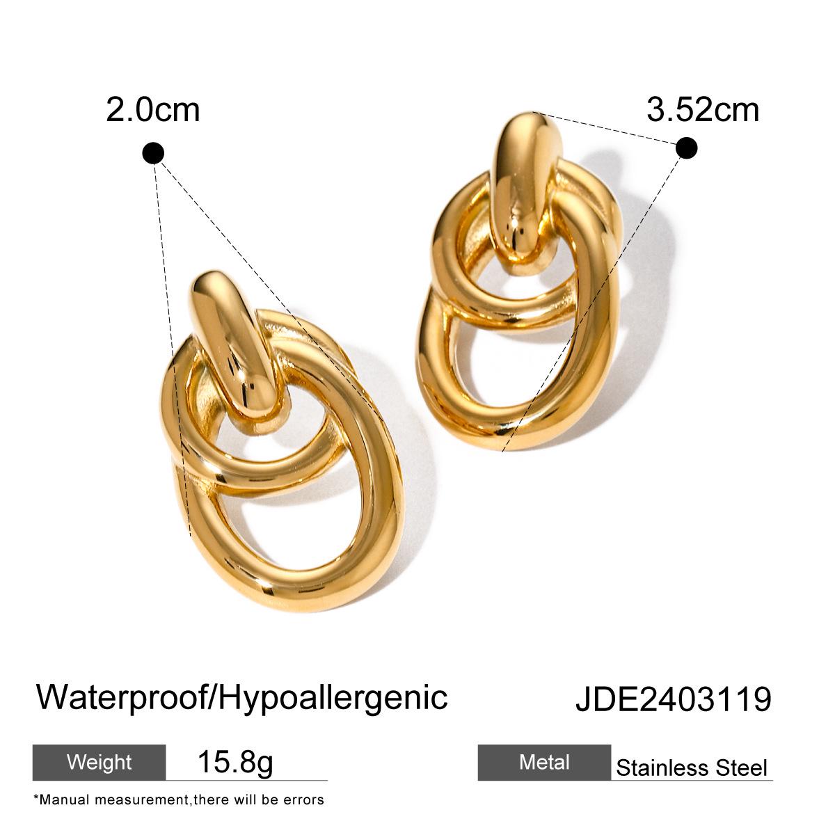 

18k Gold Stainless Steel Retro Wrap-around Earrings, Simple Hollow Titanium Steel Design.