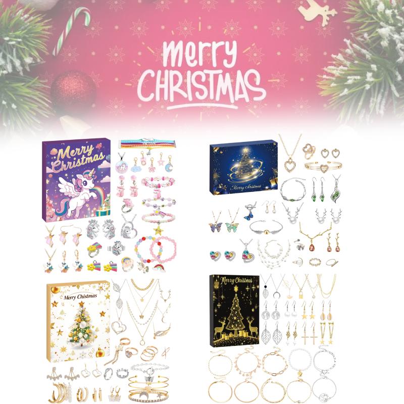 Advent Christmas Calendar Blind Box Beaded Unicorn Girls Jewelry Gift Surprise