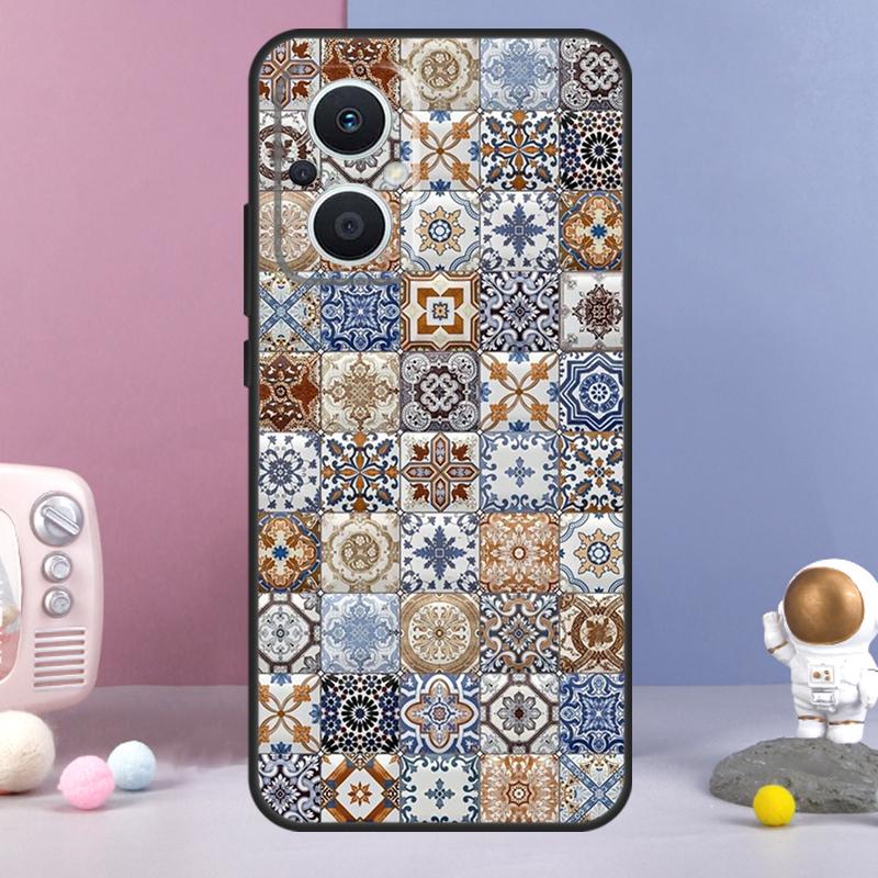 Boho Tile Mosaic Aesthetic Funda For OPPO Reno 14 F 11F 12F 13F 10 11 12 13 Pro 7 8 Lite OPPO Find X8 X6 X5 X9 Pro Case