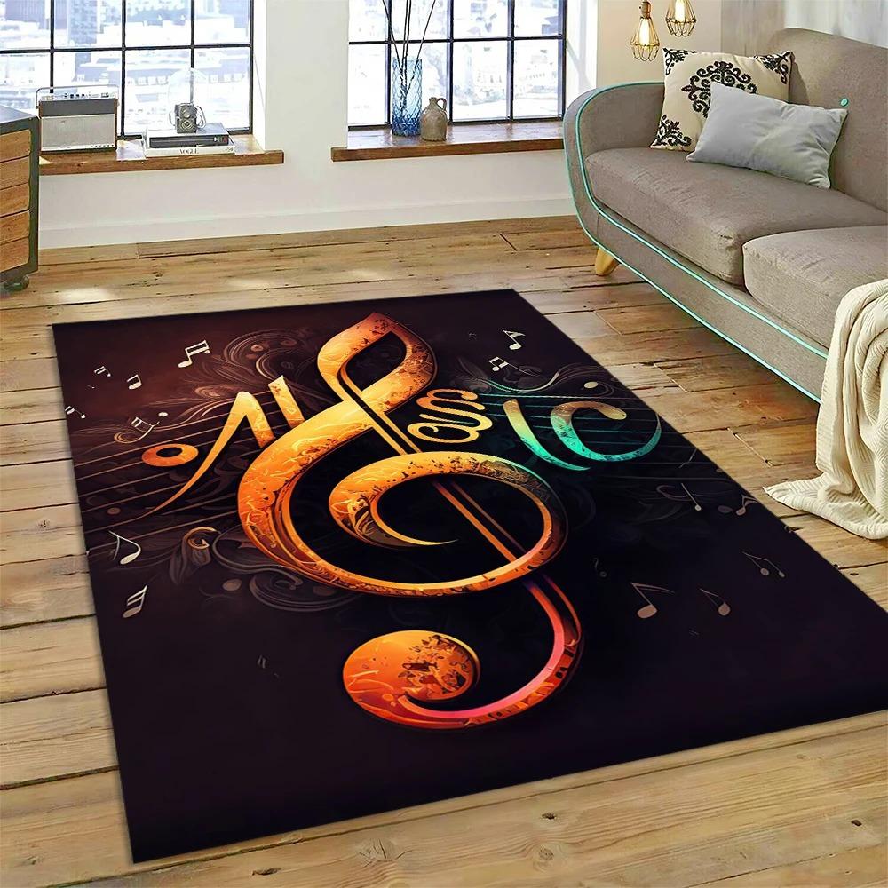 Retro Music Note Carpet for Bedroom  Vintage  Large 3D Printed Home Carpet Living Room Sofa Table Soft Non-Slip Floor Mat