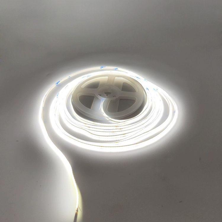 COB Self-Adhesive LED Light Strip: Flexible 5V/12V/24V, Low Voltage, Three-Color for Home, Ceiling, Cabinet, and Mall Decor