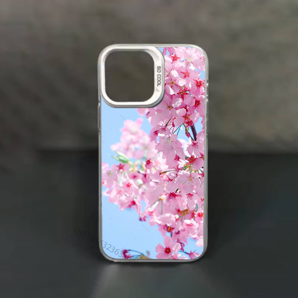 Pink Sakura phone Case for iPhone 17 11 12 Pro Max Plus Mini Air SE 16e 14 15 16 13 Soft Shell
