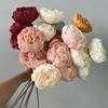 3heads Peony Cored Peony Artificial Flower Fake Rose Wedding Living Room Decoration