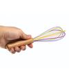 4 Pcs Silicone Whisk Wooden Handle Comfortable Grip Scratch-resistant Silicone Wrapped Egg Beater Kitchen Whisks for Cooking