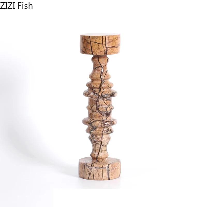 Natural Marble Candle Holder Romantic Dining Table Candlestick Desk Decoration Ornaments Wax Melt Burner Marble Candle Holders