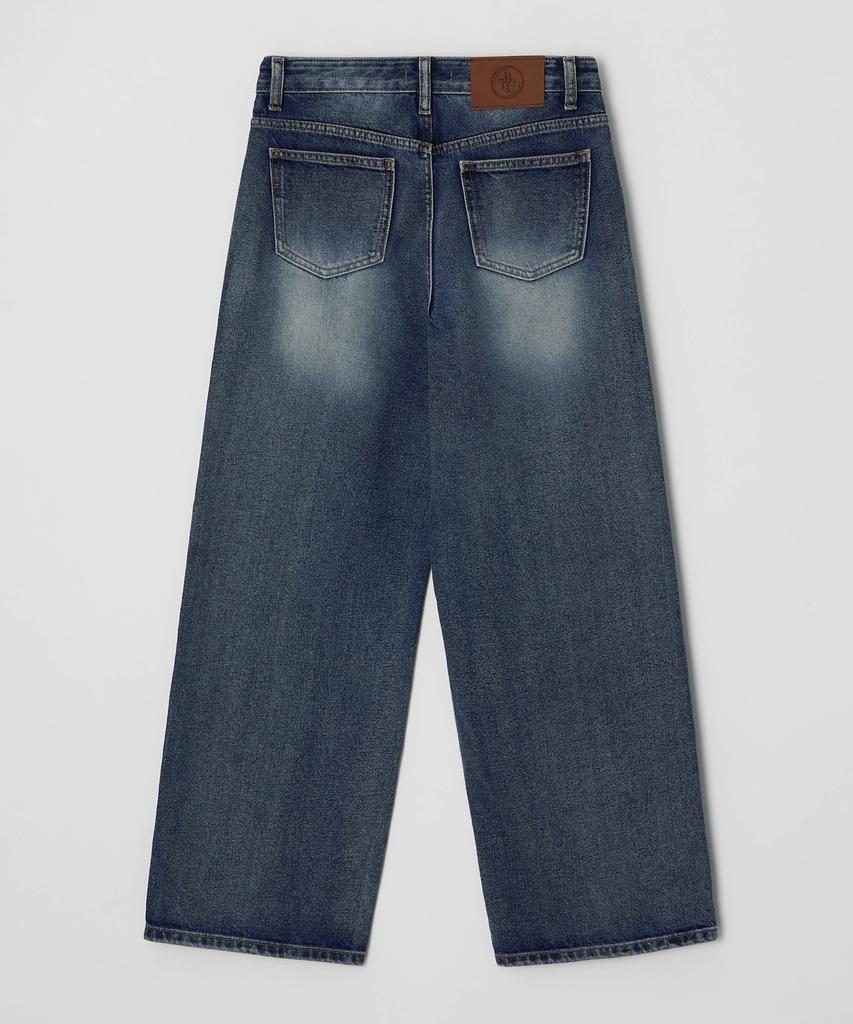 BUTTON UP All-Brush Washed Wide Denim Pants