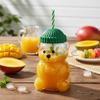 Large Capacity Cute Bear Glass Cup 500ML 2025 New Christmas Gift Durable Convenient for Coffee Beer Wine Cocktails Straw Mug