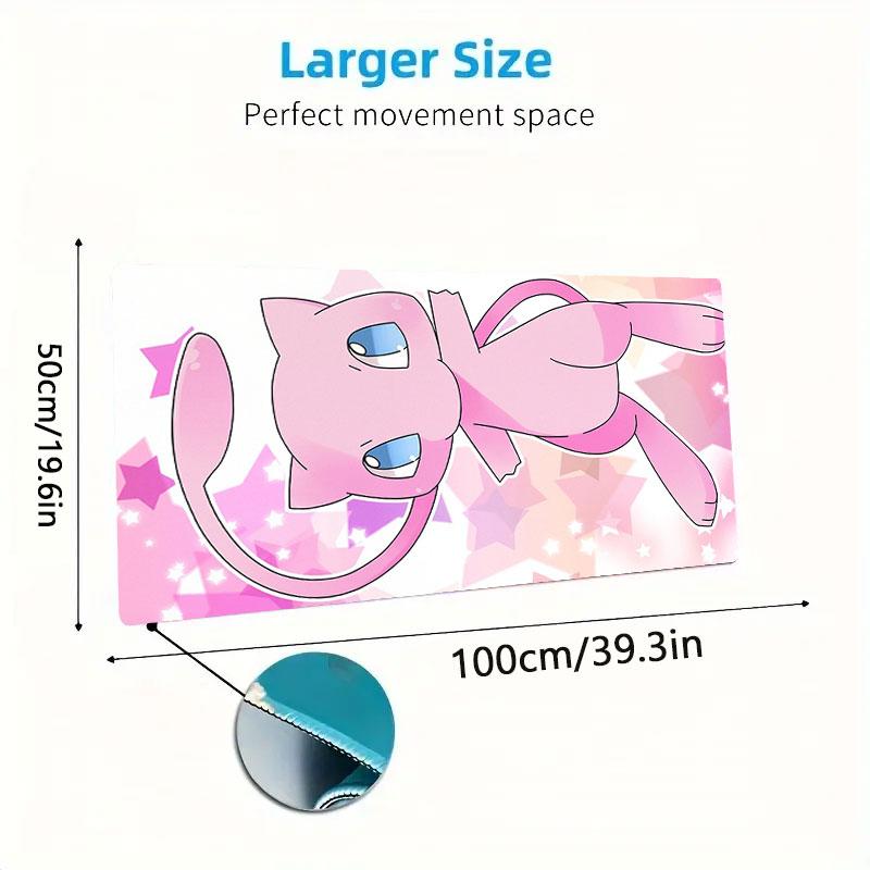 Mew Mouse Pad, Large Gaming Desk Mat, Non-slip XXL Mousepad for Laptop & Tablet, Mini PC Playmat with Stitched Edges