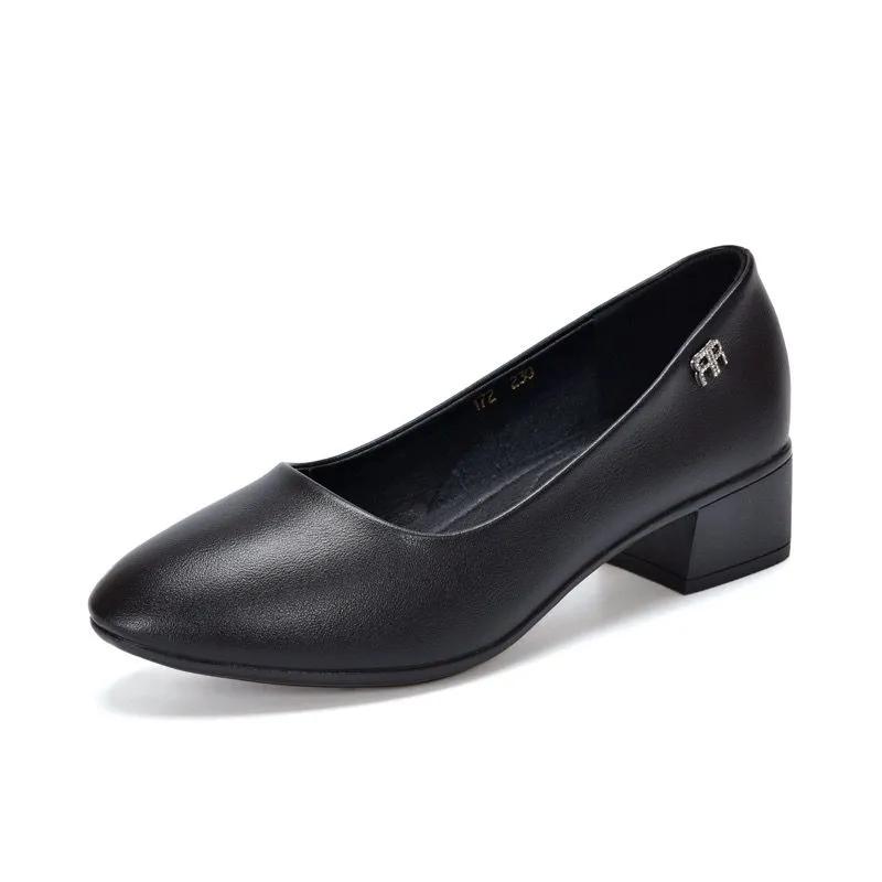 women cute sweet light weight spring slip on square heel shoes for soft spring & summer lady hotel work pumps ab745