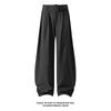 Men Loose Wide Leg Linen Like Curved Cut Casual Long Pants