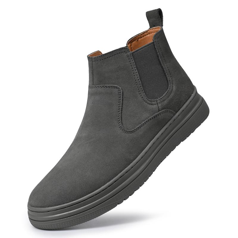 

Модная замшевая кожаная обувь для платья мужская Универсальные мужские ботильоны Формальная деловая повседневная мужская хлопковая обувь Классические мужские ботинки челси 44 серый