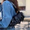 Y2k PU-Leder Gotisch Punk Vintage Damen Schultertasche Nieten Handtasche Hüfttasche Luxus Schwarz Crossbody-Taschen mit Nieten