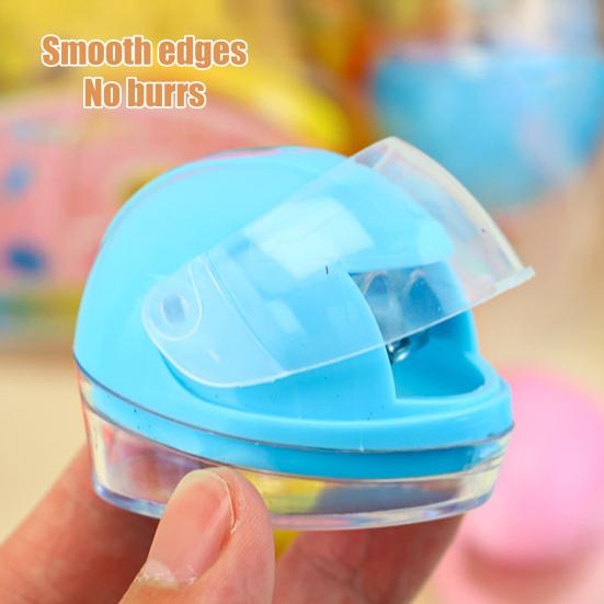 12Pcs Pencil Sharpener with Stainless Steel Blade Double Hole Pencil Sharpener for Thick Thin Pencils Creative Helmet Shape Fun Stationery Sharpener