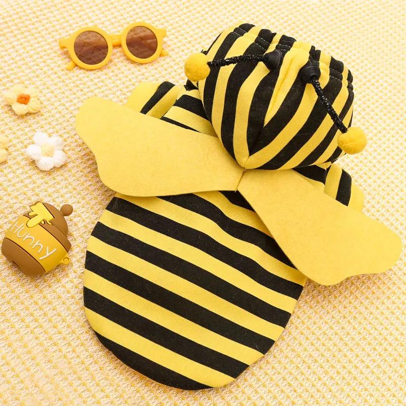 Cute Bee Shape Dog Cat Clothes Autumn Winter Velvet Cartoon Clothes Halloween Pet Costumes Puppy Dog Hoodies Christmas Clothes