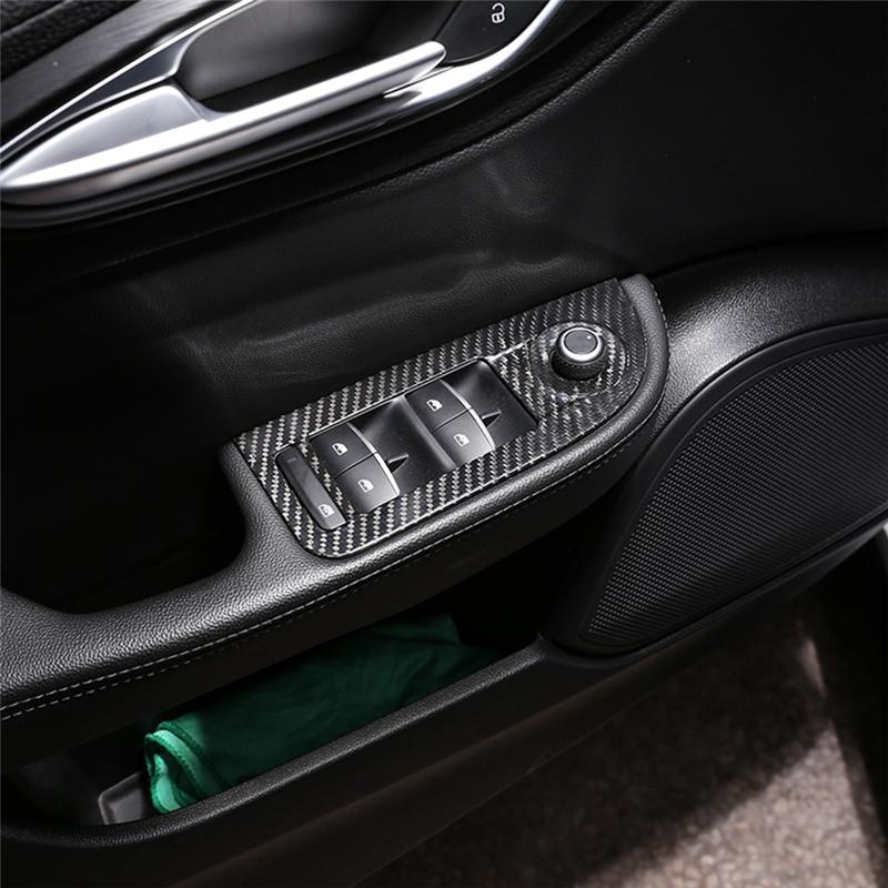 Dry Carbon Fiber Window Lift Switch Button Frame Cover Trim For Alfa Romeo Giulia 2017 2018   Car Accessories Kit