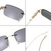 Rimless Rectangle Sunglasses Retro Clear Ocean Lens Sun Glasses Cheetah Decoration Shades UV400 Eyewear for Women Men