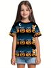 Girl Clothes Funny Pumpkin Graphic T-Shirt for Boys Girls Halloween Short Sleeve Tees 2-10Y Halloween Gift Party Kids Clothing