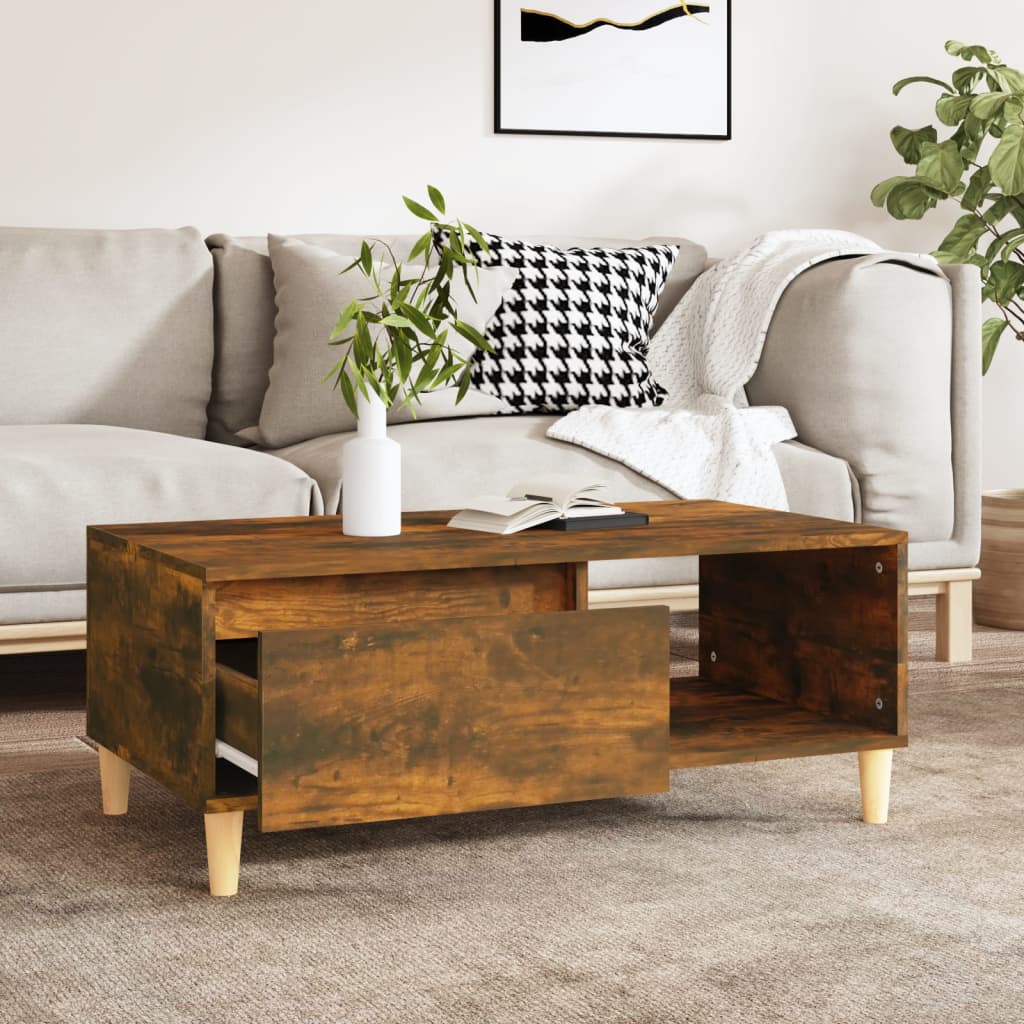 Vidaxl Coffee Table, Smoked Oak, 90X50X36.5 Cm