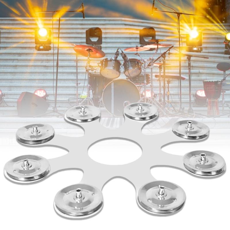 Drum Cymbal Bells Drum Tambourine Musical Instrument Drum Accessory Bells Cymbal Ching Rings Metal Texture for Drum