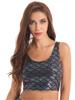 Womens Fish Scale Print Metallic Cropped Vest Top Sleeveless Scoop Neck Shiny Tank Top Clubwear Sports Yoga