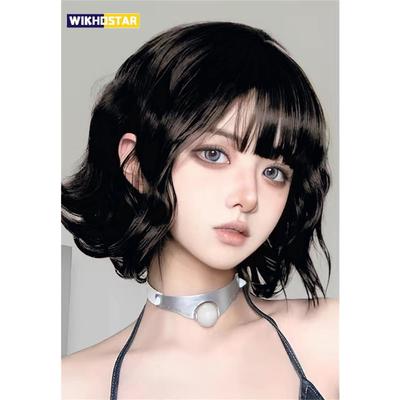 Black Short Curly Hair Wig for Women High Quality Synthetic Natural Big Wave Fashion Ladies Wig