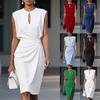 Women's Elegant Formal Party Bodycon Short Dress 2026 Summer Cocktail Wedding Guest Ruched Dresses with Metal Buckle