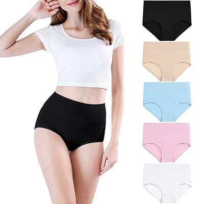 US Plus Size Dames Hoge Taille Katoenen Ondergoed Zacht Ademend Ondergoed Stretch Slips Naadloos Dames Ondergoed 5 Stuks