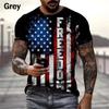 Casual Men's Short Sleeve T-Shirt, US Flag & FREEDOM Print, Streetwear Style.