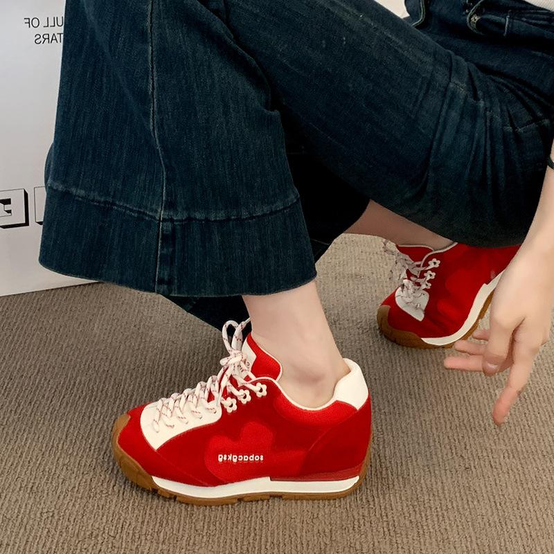 Retro Forrest Gump training shoes women's platform flower stray shoes 2025 new breathable versatile casual sports jogging shoes