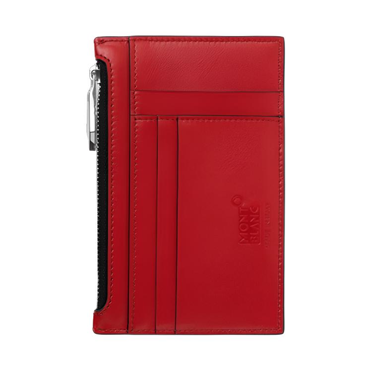Montblanc Meisterstück Hexagonal White Star Logo Vertical Multi-Card Slot Zipper Pocket Leather Wallet Card Holder Men wallet Red 129688
