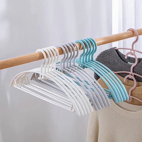 AYO Hangers, Trouser Hangers, Suit Hangers, Laundry Drying Hangers, Non-Marking Plastic Hangers, Set of 20, Blue, Wet/Dry Use, Hangers with Connecting