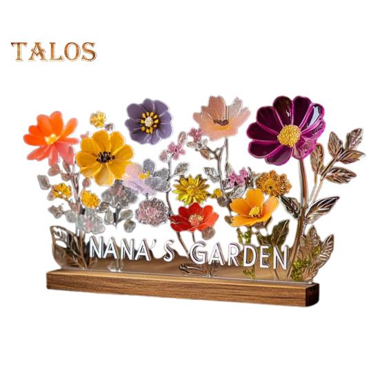 Mamčin zahradní ornament Láska zde roste cedulka s dřevěnou základnou Stolní středová dekorace Dárky k narozeninám ke Dni matek pro vyjádření vděčnosti