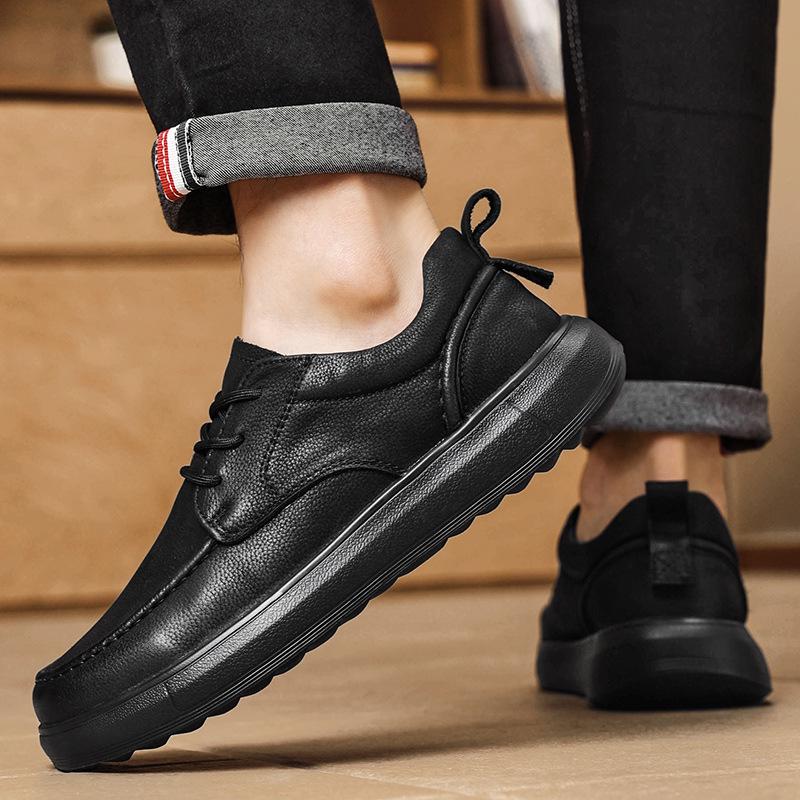 Men's 2025 Slip-On Leather Casual Shoes - Top Layer Cowhide, Perfect for Spring, Summer & Autumn Driving